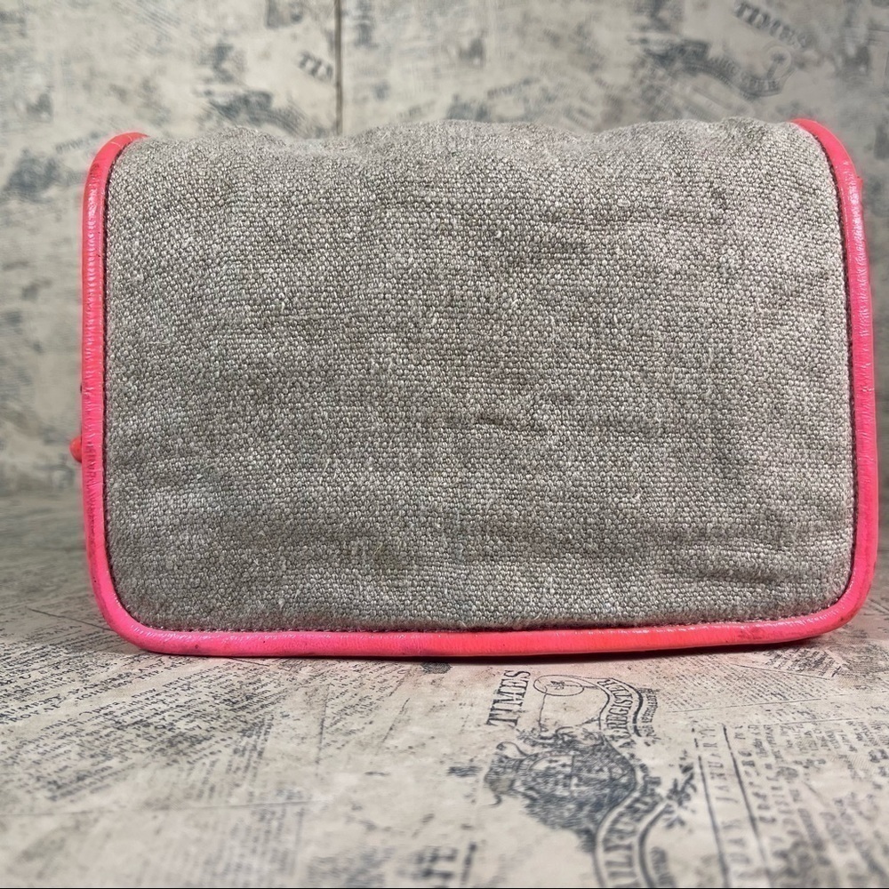 Theyskens’ Theory Pink Linen Leather Crossbody Bag Woven Patent Leather Designer